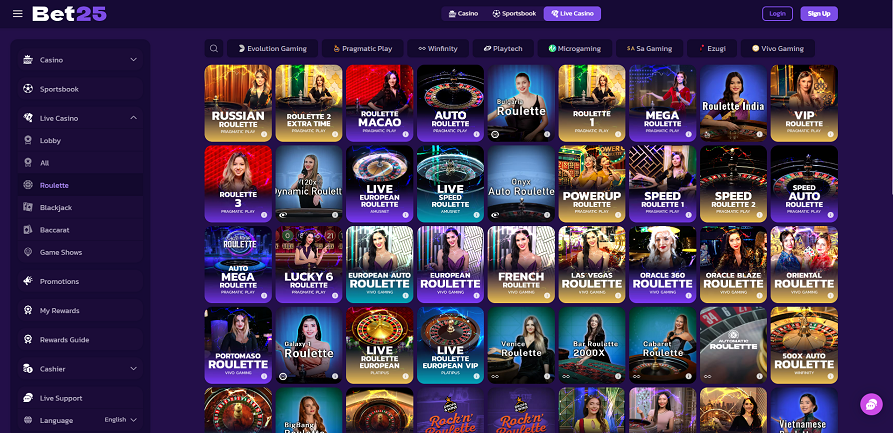 Bet25 Casino roulette