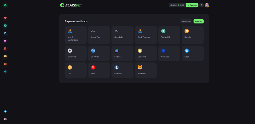 BlazeBet casino payments
