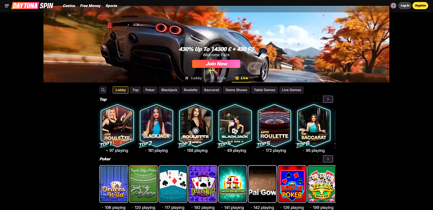 Daytonaspin live casino games