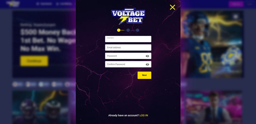 voltagebet casino registration form