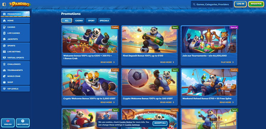 Promotions Pandino casino