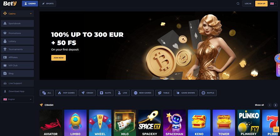 Bety casino homepage