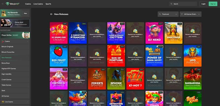 BitcoinVIP Casino new slots