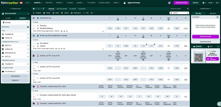 SpinBetter Sport section