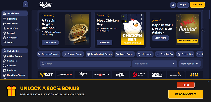 Reybets casino games