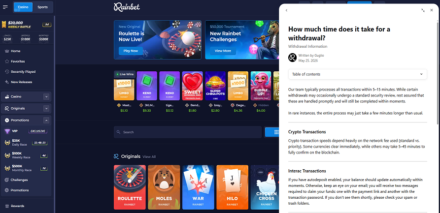 Rainbet casino withdrawal time