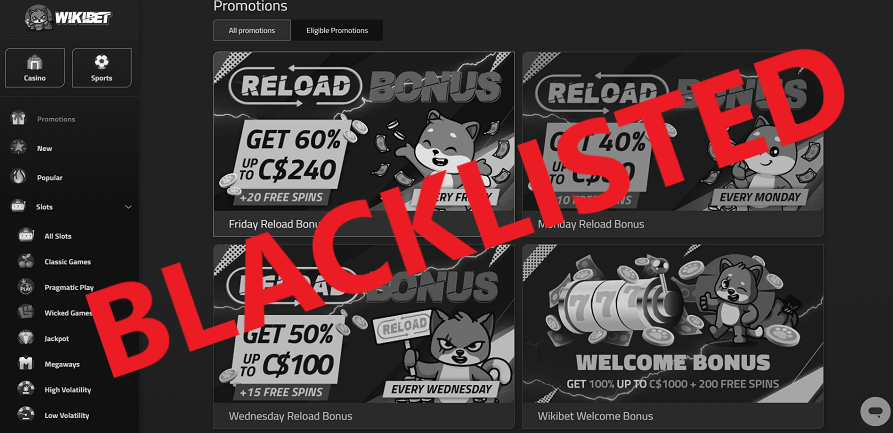 Wikibet casino blacklisted brand at topbookie.bet