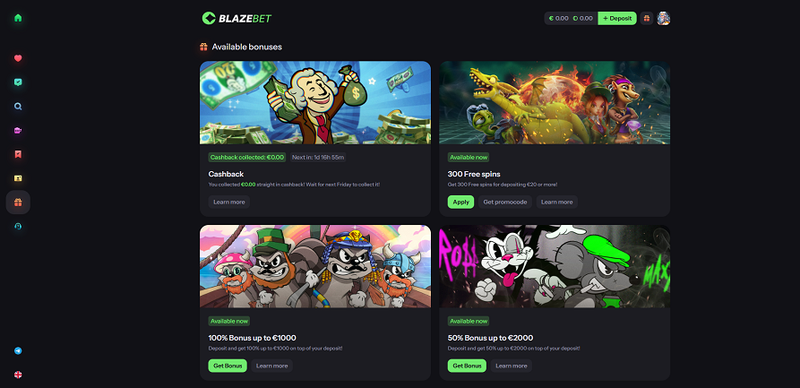 BlazeBet casino promotions