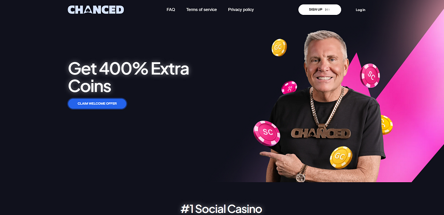 Chanced social casino landing page