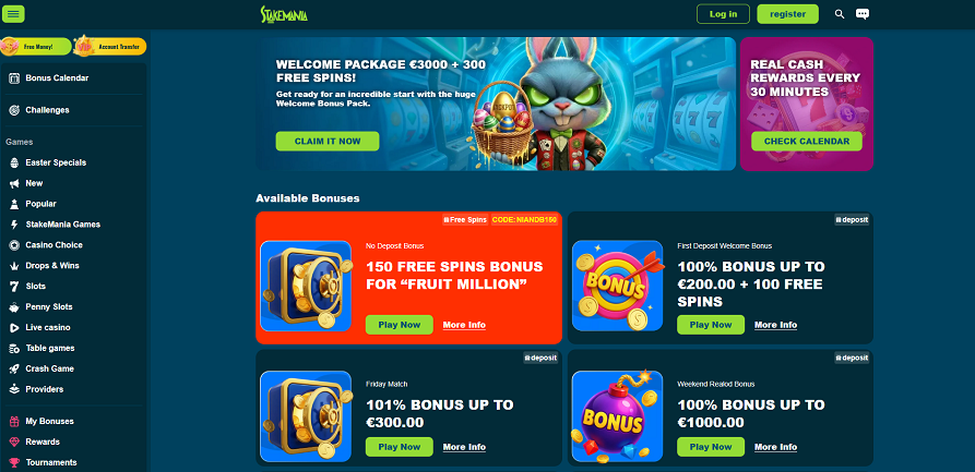StakeMania casino bonuses