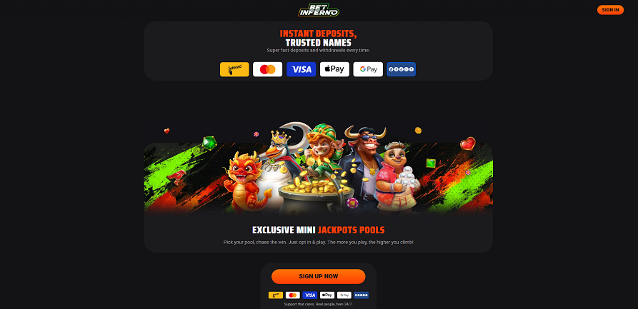 Bet Inferno Casino casino interface