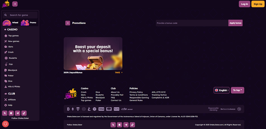 StakeJoker casino promotions