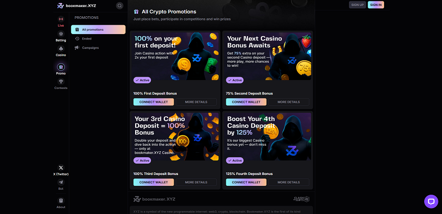 Bookmaker.xyz casino promotions