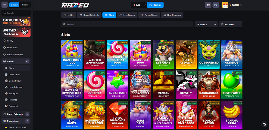 Razed casino slots