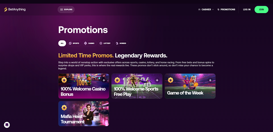 BetAnything promotions