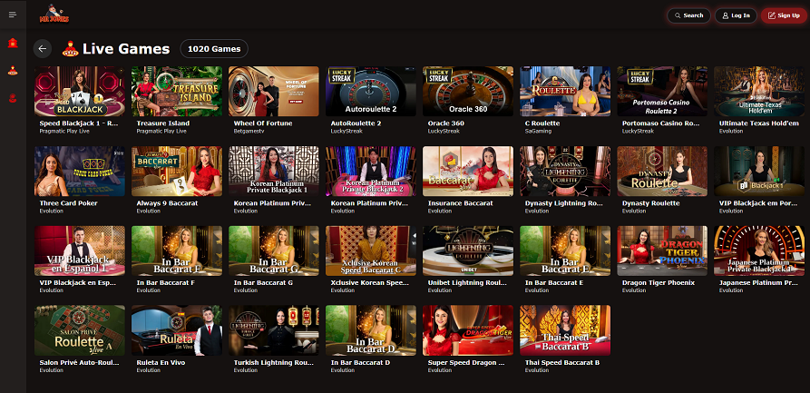 MrJones live casino games