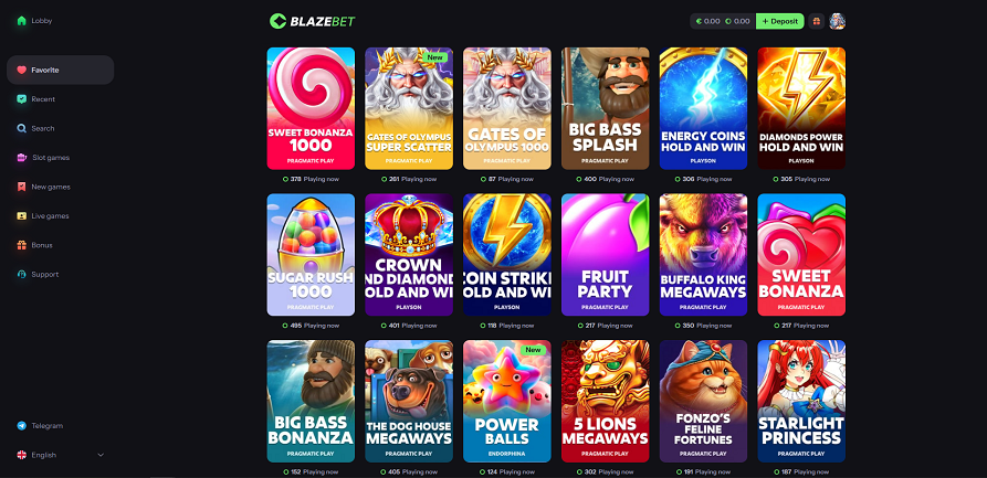 BlazeBet casino slot games