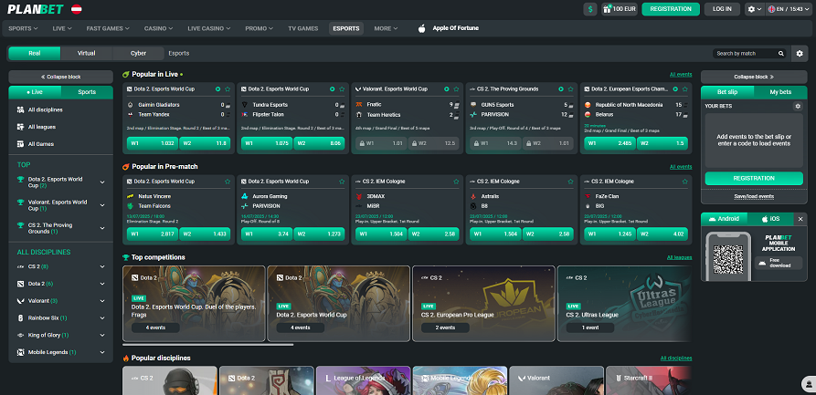 planbet casino esport section